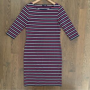 Saint James Propiano III Anti-UV Stretch Dress in Navy, Red, White Stripe Medium